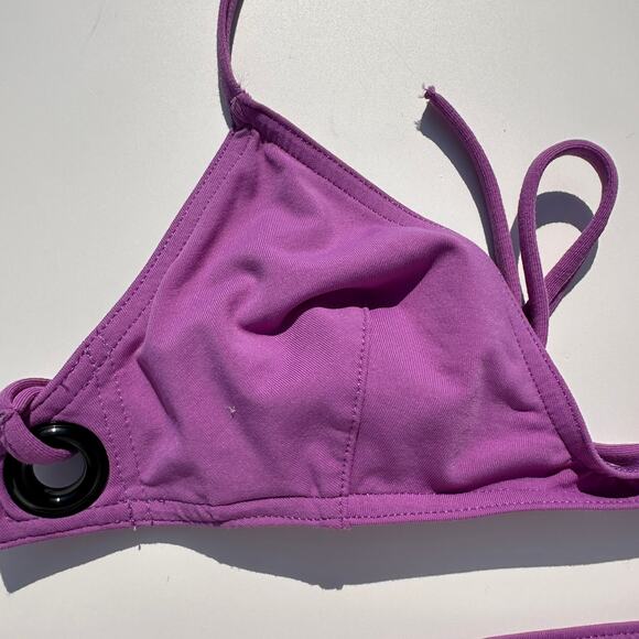 Eres Bikini Set Tie Triangle Top & Hipster Bottoms 38 FR US 6 EUC Purple Orchid - Picture 6 of 10